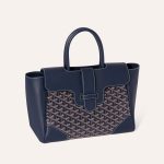 Goyard Saigon Tote Navy Blue Goyardine Canvas Palladium Hardware - Image 3
